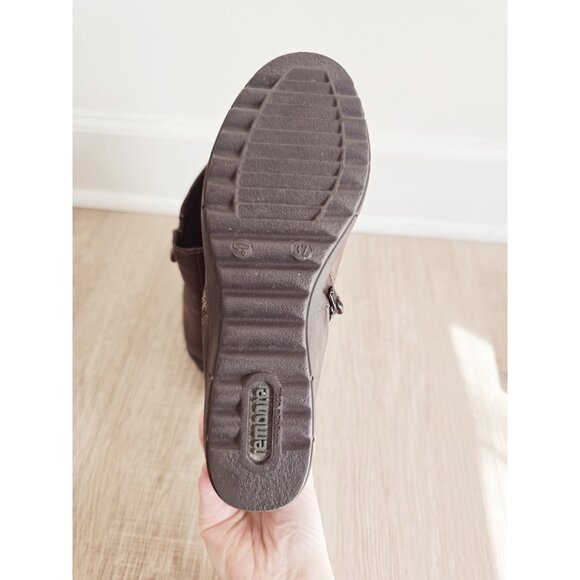 Remonte Brown Leather Side Zip Above Ankle Wedge Scrunch Boots Shoes 37 6 - Picture 10 of 10